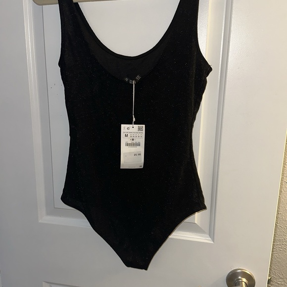 NWT Zara Sparkly Shimmer Knit Bodysuit - Picture 4 of 12